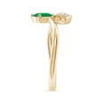 thumbnail image 3 of ANGARA Natural Nature Inspired Emerald Bypass Ring with Diamond Leaf in 14K Yellow Gold for Women (Size-7x5mm) | May Birthstone, Birthday, Anniversary, Jewelry Gift for Women | Natural Emerald Ring, 3 of 9