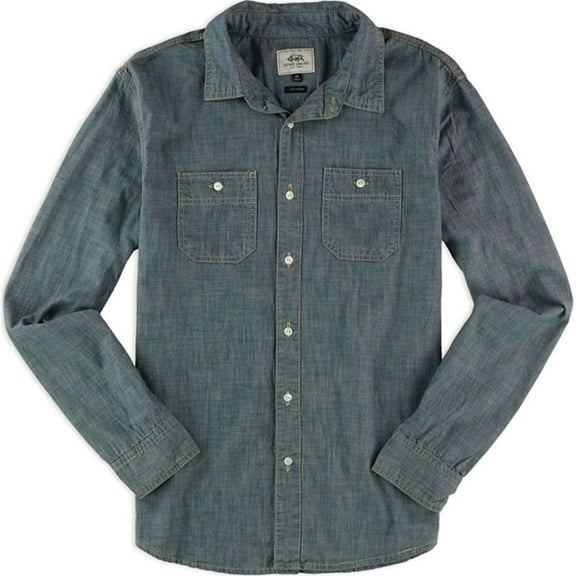 Ecko Unltd. Mens Crew Wash Chambray Button Up Shirt, Blue, Small