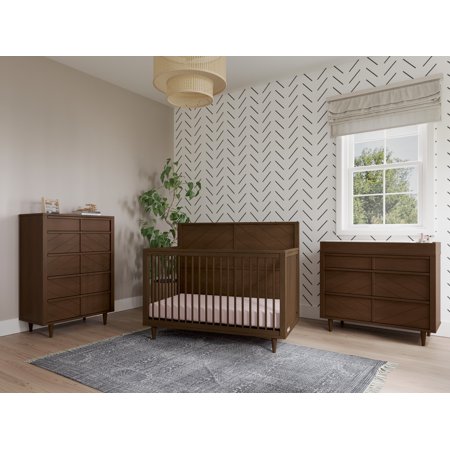 Child Craft Surrey Hill Nursery Set, 3-Piece, Includes 4-in-1 Convertible Crib, Dresser, and Chest (Toasted Chestnut)