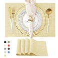 thumbnail image 1 of SUTENGDA Placemats  Woven Crossweave Placemat for Dining Table  PVC Vinyl Kitchen Mat  Set of 4  12x18 Inches  Yellow, 1 of 7