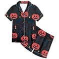 thumbnail image 4 of Utlike Girls Halloween Pajamas Set Hallomas Soft Printed Sleepwear Kids Short Sleeved Top And Pants Cute Casual Loungewear Comfort Fit Back To School Pajamas For Girls Size 2 Years-3 Years, 4 of 4
