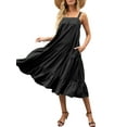 thumbnail image 4 of KOMOO Women Ruffle Tiered Slip Dress Casual Sleeveless Loose Pocket Flowy A Line Dress Swing Beach Sundress, 4 of 6