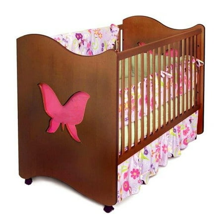 Room Magic Magic Garden Butterfly 2-in-1 Convertible Crib, Chocolate