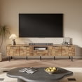 thumbnail image 3 of Harper & Bright Designs Farmhouse TV Stand with Drawers for 75 inch TV, Wood TV Storage Cabinet Table with Doors and Solid Wood Legs for Living Room, Natural, 3 of 17