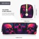 thumbnail image 3 of Balery Purple-Red Skull Estuche de Lápices de Cuero Impreso, Estuche para Suministros de Arte, Estuche de Lápices con Cremallera, Estuche de Almacenamiento de Papelería, 3 of 7