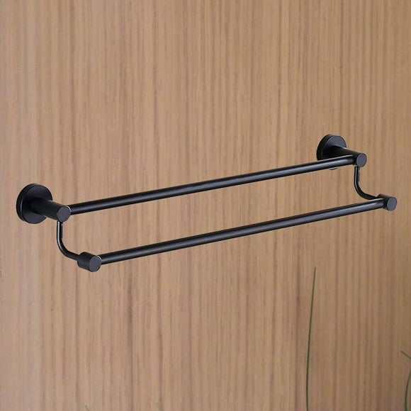 SHOWERORO Wall Mounted Bathroom Towel Rack Black Stainless Steel Hanger 1Pcs