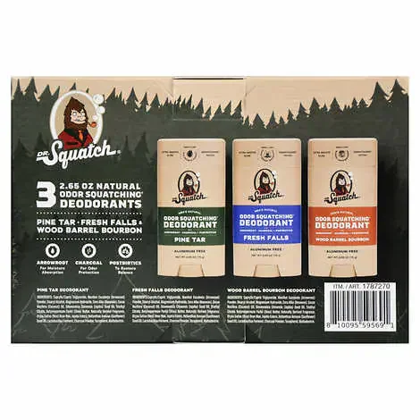 3個セット Dr. Squatch Deodorant デオドラント Dr Squatch Deodorant Essentials Bundle 3-pack, 2.65 oz