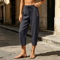thumbnail image 5 of Xdegoge Women Capri Pants Casual Elastic Waist Drawstring Loose Fit Cropped Trousers with Pockets Lightweight Comfy Summer Beach Vacation Bottoms, 5 of 7