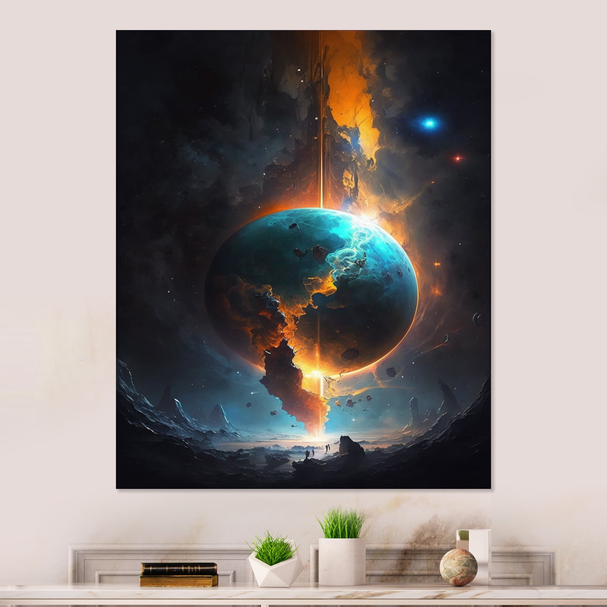 Designart Deep Space Planet Fusion V Canvas Wall Art