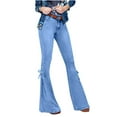 thumbnail image 1 of ICHUANYI Liquidación Moda Mujer Cintura Alta Suelto Bolsillo Con Cordones Pantalones Acampanados Estiramiento Vaca Jeans Pantalones ICHUANYI WER2023082204622, 1 of 3
