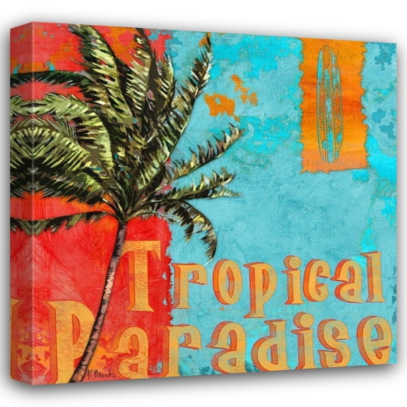 Paul Brent 15x15 Gallery Wrapped Canvas Wall Art Titled - Rojo Palm I