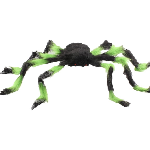 QYROS 75CM Colorful Giant Spider Halloween Decoration - Realistic Green Spider Web Crawler for Haunted House, Yard, and Indoor Party Decor,Green