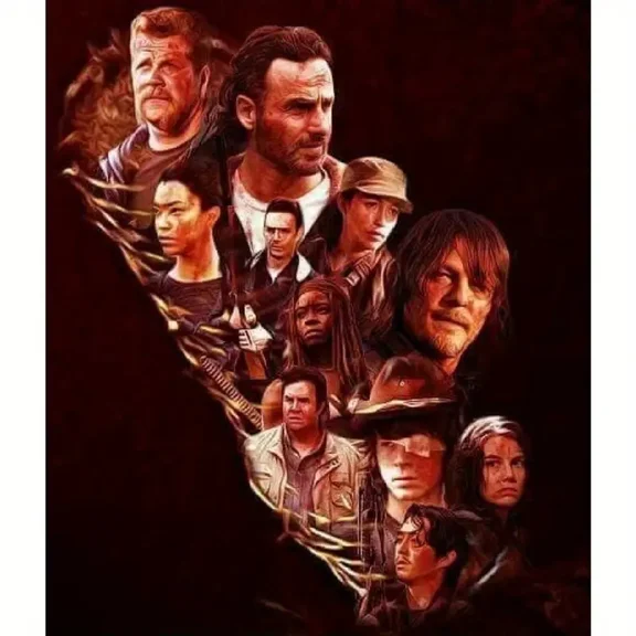 Diamond Painting Kits for Adults, The Walking Dead DIY Round Full Drill 5D Diamond Art for Home Wall Decor