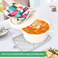 thumbnail image 3 of Yayeee Pot Holders Kitchen Heat Resistant with Pocket 7"x9.8" Cotton Oven Cooking Hot Pads, Pink Geometric, 3 of 7