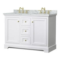 Wyndham Collection Oval-Sinks Wood Double Bathroom Vanity in White/Gold