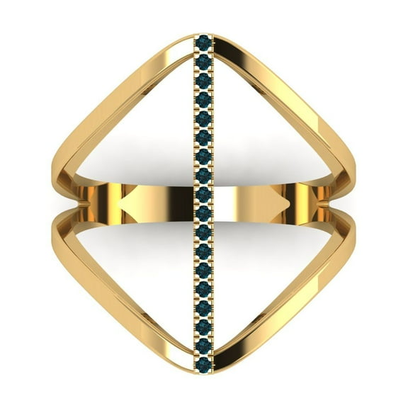 Statement Engagement Ring for Women - 0.09ct Natural London Blue Topaz in 14K Yellow Gold Promise Ring