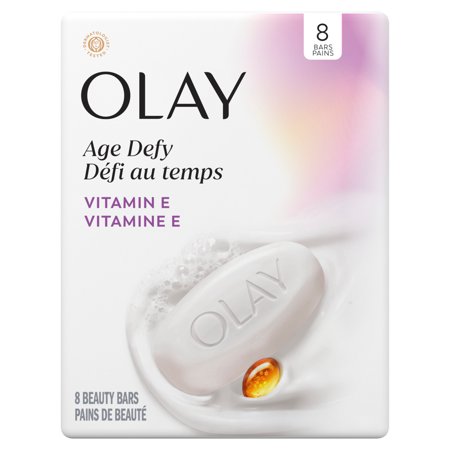 Olay Ultra Moisture Age Defy Beauty Bar with Vitamin E, Vitamin B3 and Moisturizers, 8 Count / 3.75 oz