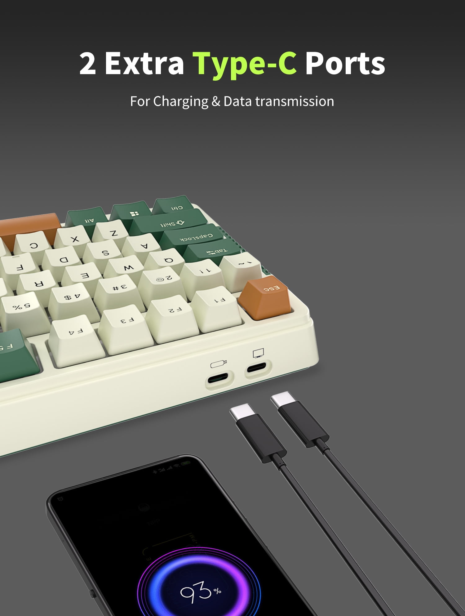 RK ROYAL KLUDGE H81 Hot Swappable Mechanical Keyboard Triple Mode 2.4G Bluetooth USB-C Knob Control Wireless Gaming Keyboard Gasket Mounted with RGB Backlit SkyCyan Switch 75% Layout 81 Keys Green