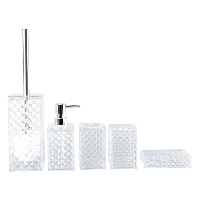 DOLITY 5 Pieces Bathroom Accessory Set Modern Gifts Easy to Clean Toothbrush Holder White