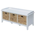 thumbnail image 2 of Bench with 3 rattan storage units / Functional and stylish for entry and window areas, 2 of 2