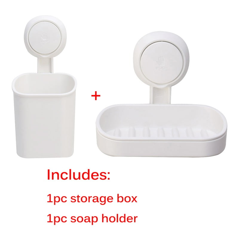 White No Drilling Shower Basket Waterproof Caddy Organizer Perfect Wall Mounted Bathroom Storage 3 of Pack Include Shower Caddy Toothbrush Holder & Soap Dish Shower Caddy Suction Cup Sets 