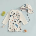 thumbnail image 5 of WIBACKER 0-5T Toddler Boy Rash Guard Swimsuit with Hat Kids Long Sleeve One Piece Zipper Swimwear Sunsuit Infant Beachwear, 5 of 9