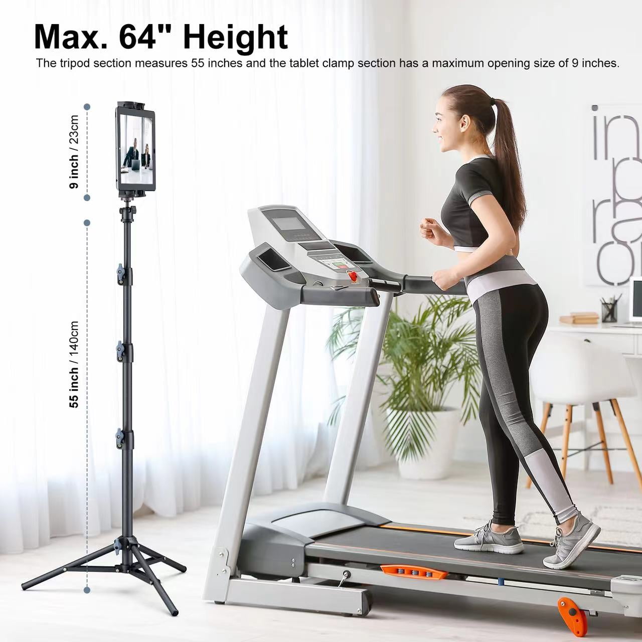 LINCO 55" Adjustable Steel iPad Tablet Tripod Stand with 360° Rotating Mic Stand Phone Holder