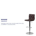thumbnail image 3 of Flash Furniture Contemporary Button Tufted Brown Vinyl Adjustable Height Barstool with Chrome Base, 3 of 11