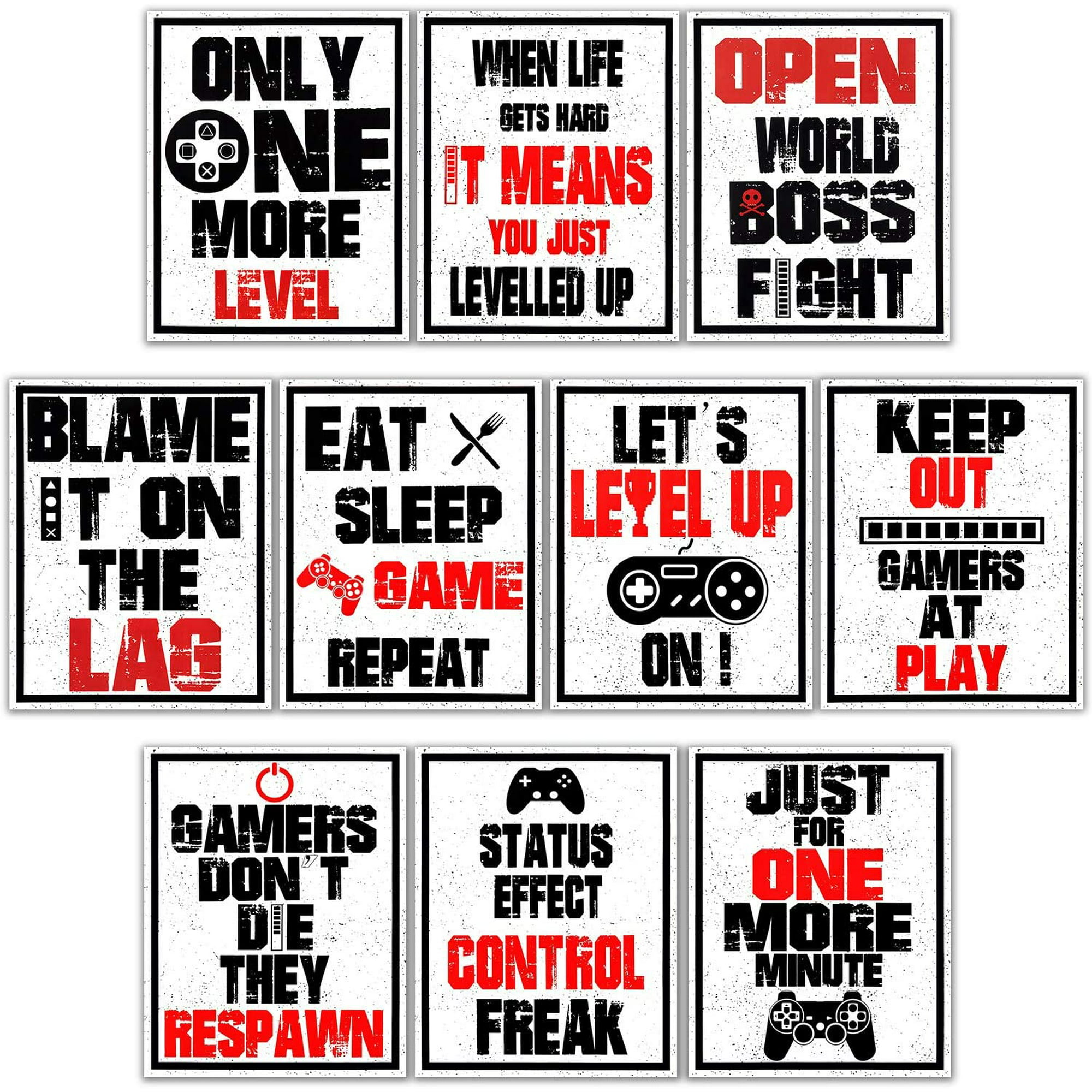 10 Pieces Funny Gaming Art Print Poster Inspirational Words Quote Poster  Bedroom Wall Gaming Art Picture for Kids Boy Bedroom Playroom Home  Decoration, No Frames (Red and Black, 8 x 10 Inch) | Walmart Canada