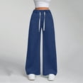 thumbnail image 3 of Wutalume High Waisted Jeans for Women Drawstring Wide Leg, Adjustable Loose Straight Cut Denim Pants for Casual Comfort,Dark Blue L, 3 of 5