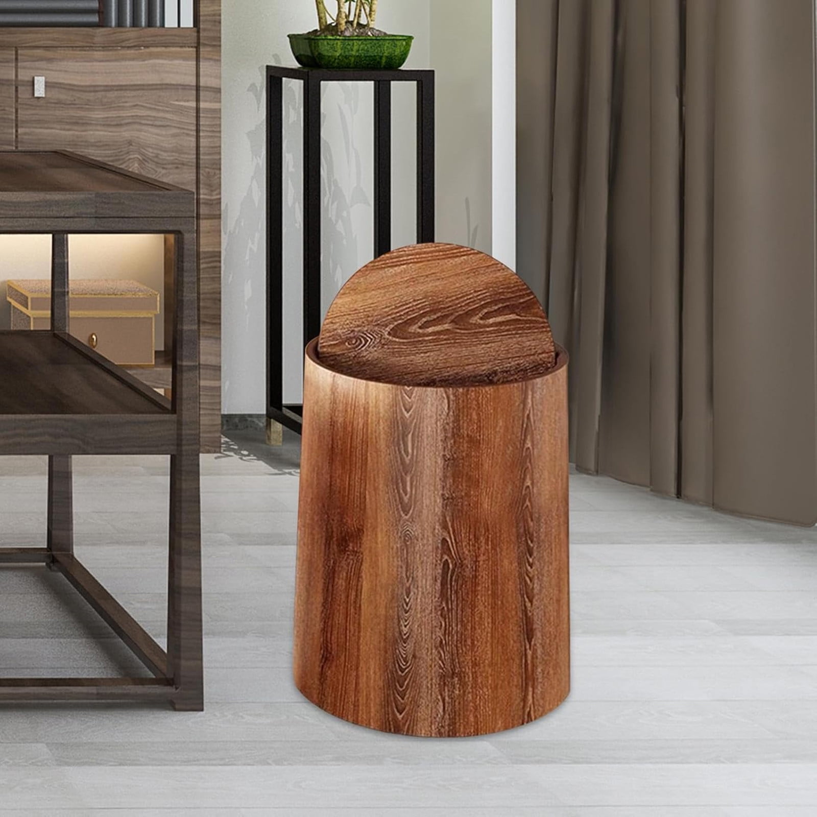 Kitchen Trash Can, Step-On Garbage Can with Lid, Tall Kitchen & Bathroom Trash Can, Small Office Waste Bin, Brown - Xuniizn