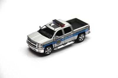 5' Kinsmart 2014 Chevrolet Silverado Police Truck Diecast Model 1:46 Chevy Silver