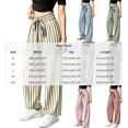 thumbnail image 3 of ZHYou No Boundarie Womens Striped Pants Casual Drawstring High Waist Wide Leg Cute Stylish Loose Fit Trousers,Pink,Size XL, 3 of 5