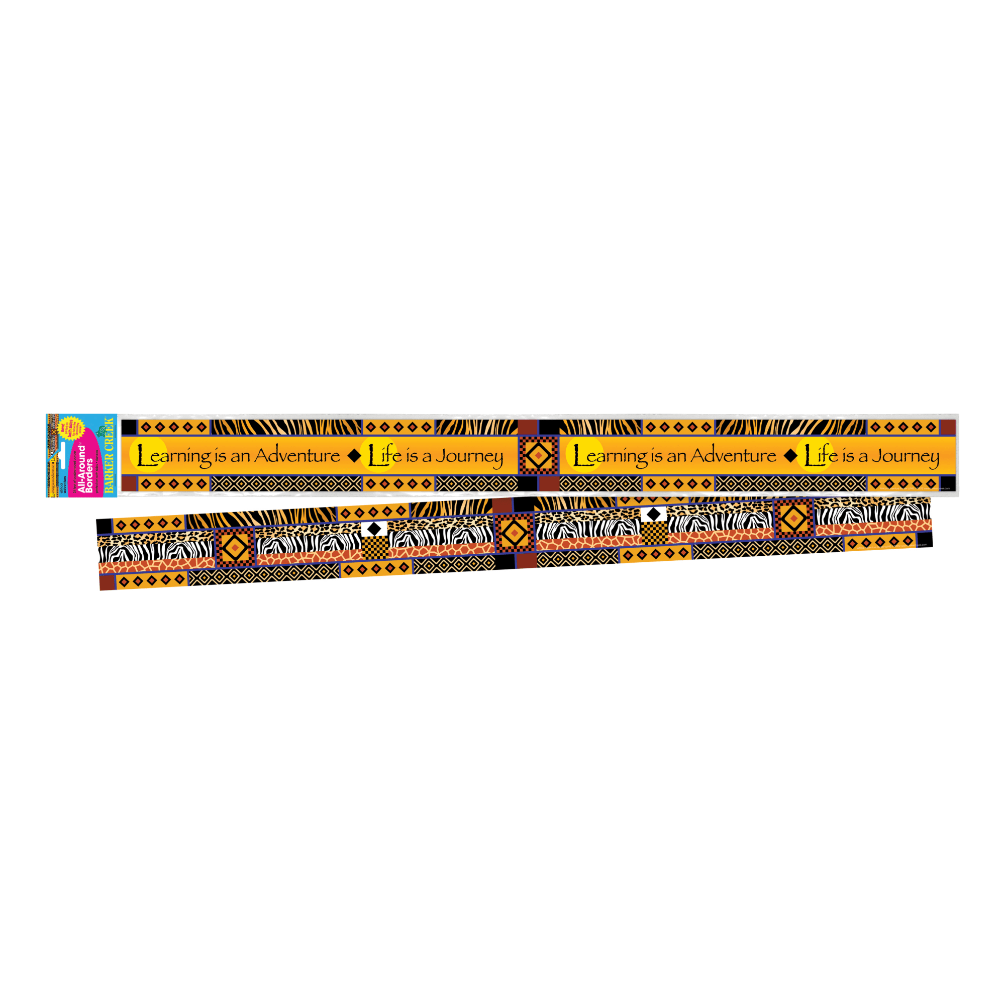 Barker Creek Double-Sided Border 2-Pack, Africa, Decorate Galore with 70' of Border, Coordinating Designs Printed On Both Sides for Twice the Value, 3" x 70' (3664)