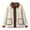 Beige, variant on Winter Coats for Women Long Sleeve Hooded Plaid Print and Faux Shearling Lining Coats