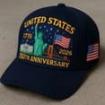 thumbnail image 2 of 250th Anniversary USA Hat (2026) - Patriotic Baseball Cap with Eagle Embroidery for Men & Women, 1776-2026 Commemorative Unisex American Flag Cap, 2 of 10
