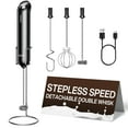 thumbnail image 1 of Espumador de leche eléctrico recargable con velocidad variable y batidor doble desmontable con pantalla de potencia y carga USB-C para latte cappuccino matcha y batidos de proteínas, 1 of 7