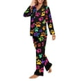 thumbnail image 3 of Garronmavis Dog Paws Women's Sleepwear 2-Piece Pajama Set Long Sleeve Button Front Shirt & Stretchy Pants V-Neck Design Comfortable & Stylish Nightwear for Ladies, 3 of 7