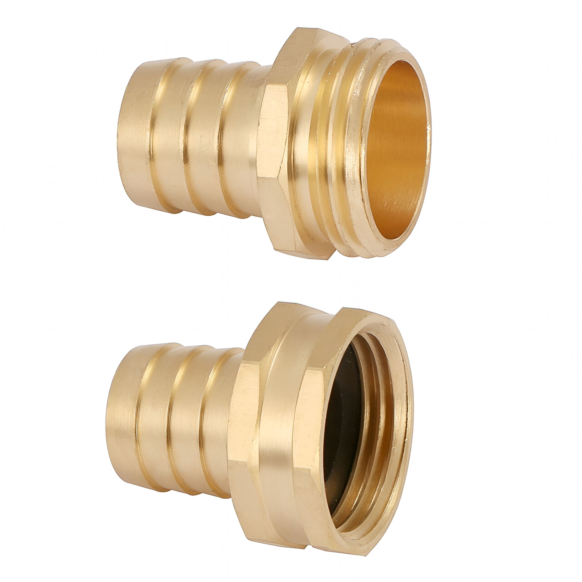 ICERUN Garden Hose Quick Connect Repair Fittings Set, 3/4in Brass Male And Female Ends with Clamps