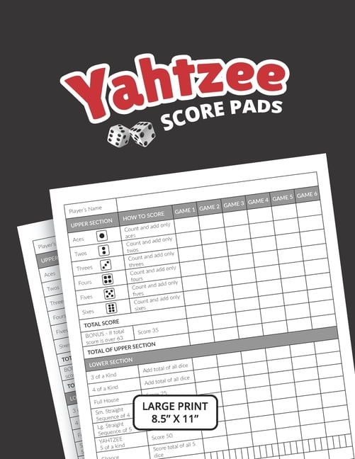 yahtzee score pads large print size 85 x 11 walmart