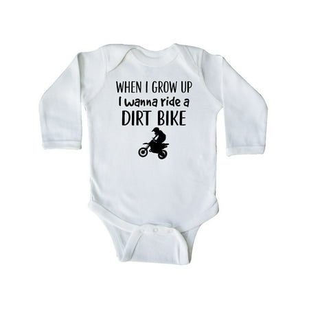 

Inktastic Motocross Dirt Biking Future Dirt Biker Gift Baby Boy or Baby Girl Long Sleeve Bodysuit
