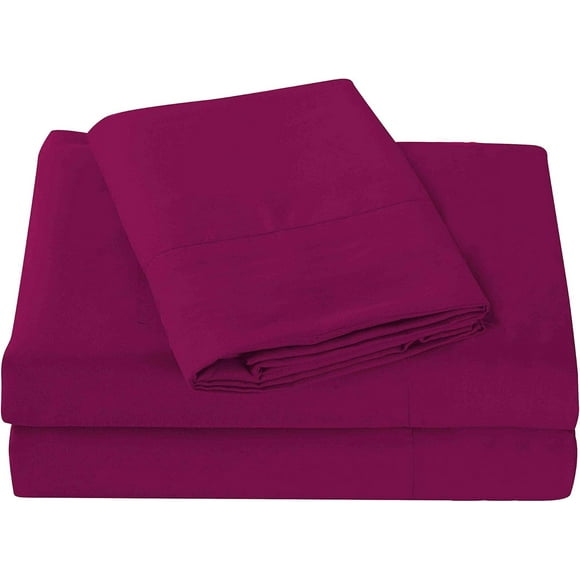Archu Sheets Super Soft Easy Care 800 Thread Count 100% Giza Cotton Sheet Set with 26-28" Deep Pockets -RV Short Queen Size Wine Solid