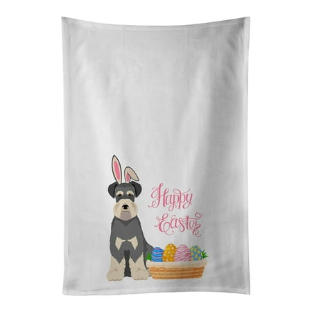 

Salt Pepper Natural Ears Schnauzer Easter White Kitchen Towel Set of 2 Dish Towels 19 in x 28 in