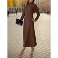 thumbnail image 4 of Cueply Dresses for Women Casual Long Sleeve Fall Spring Mock Neck Pullover Long Dresses with Pockets, 4 of 7