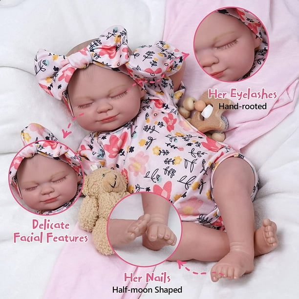 BABESIDE Full Silicone Baby Doll, 12-Inch Reborn Baby Dolls Silicone Full  Body with Eyes Closed, Not Vinyl Dolls, Soft Realistic Real Silicone Baby