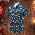 thumbnail image 2 of Gyexs Christmas Hawaiian Shirts for Men Short Sleeve Printed Button Down Beach Shirts Navy Size XL, 2 of 4