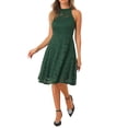 thumbnail image 4 of INSPIRE CHIC Women's Dress Floral Lace Halter Neck Sleeveless Elegant Cocktail A-Line Dress S Dark Green, 4 of 6