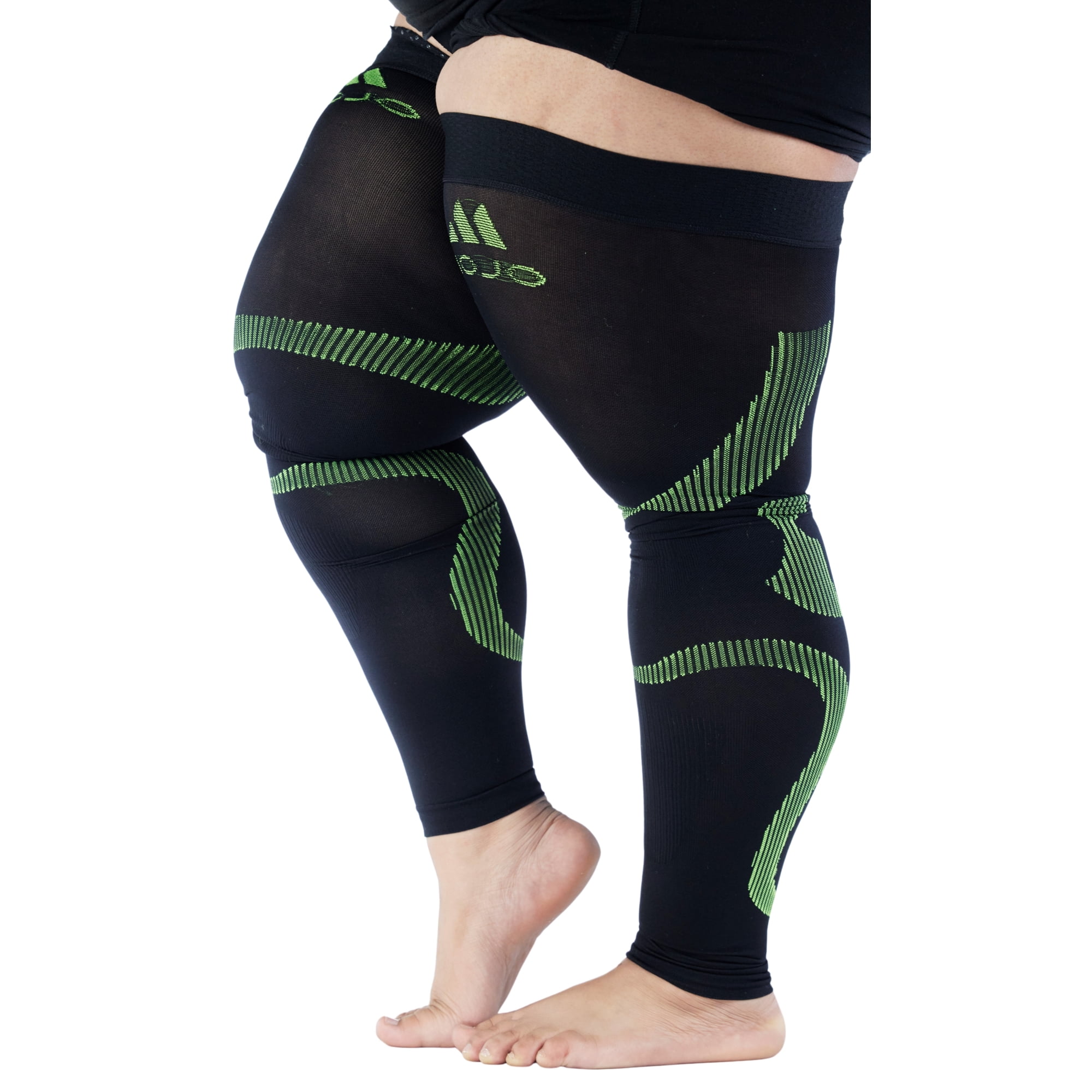 5XL Extra Wide Ankle Calf Thigh Compression Sleeve for Women and Men 20 30mmHg Unisex Plus Size Opaque Compression Stockings for Nurses Drivers and Doctors by Mojo Black Green 5X Large Walmart