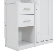 EUROCO Wood Murphy Bed, Storage Wall Bed with Cabinets and Drawers, Clever Furniture Set with Wardrobe for Living Room, Assemble Video Provided, Twin