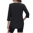 thumbnail image 4 of Minjewel Women's 3/4 Sleeve Summer Tops - Quick-Dry UV Protection Round Neck Tee, Solid Color Athletic Casual Top, Cute Sporty 2026 Summer Shirt.,Black L, 4 of 6